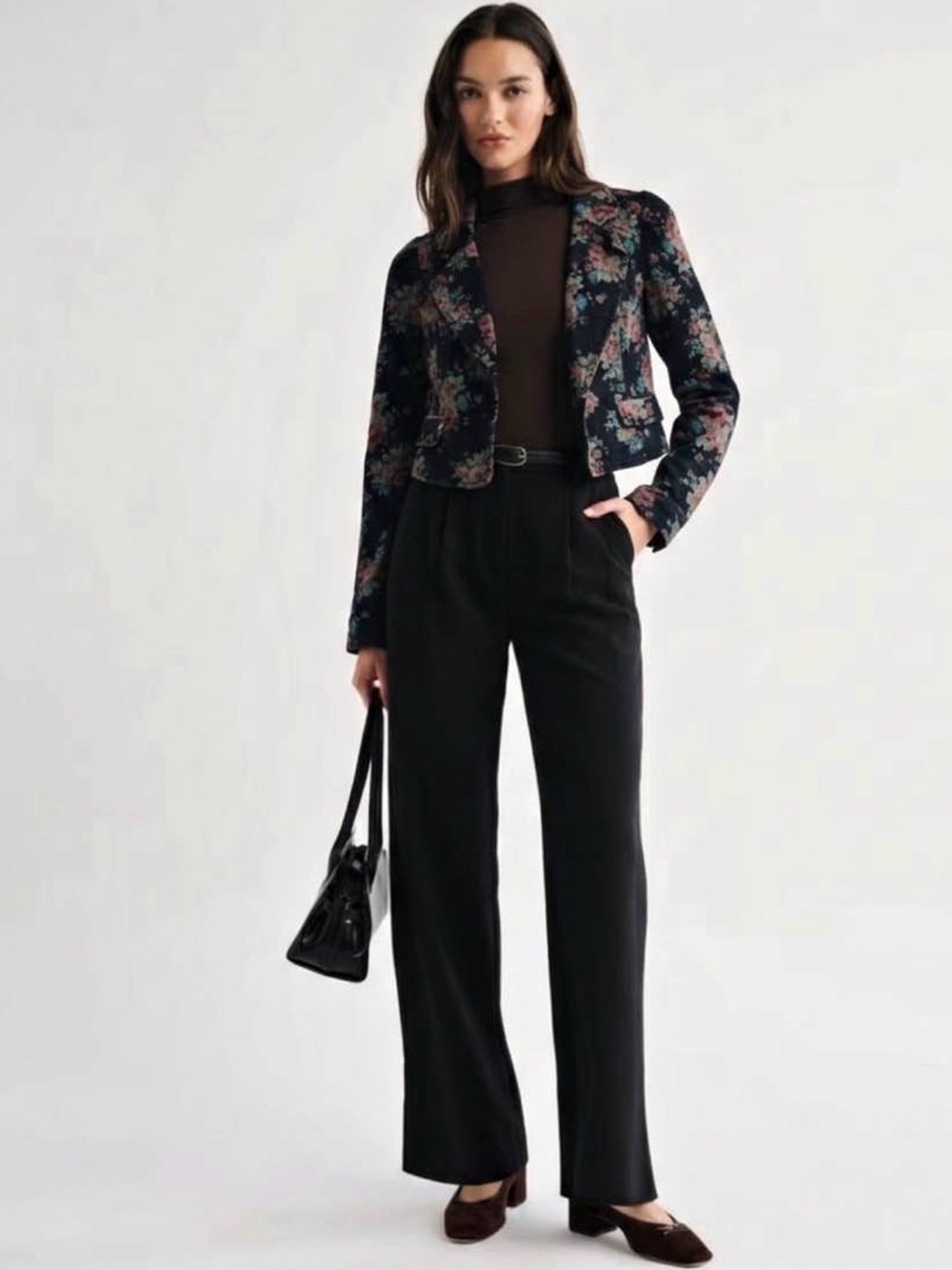 Y2K Vtg Free People Black Floral Cropped Blazer